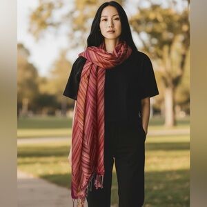RAYA RED HUE BOHO CHIC OVERSIZED SCARF